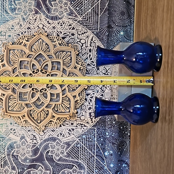 Vintage Colbalt Blue Flower Bud Vase Set - Picture 4 of 8